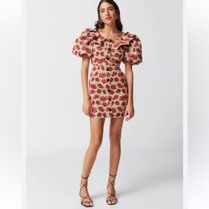 NWT SISTER JANE SHIRLEY POPPY TAPESTRY DRESS - TAN RED FLORAL Sz Small